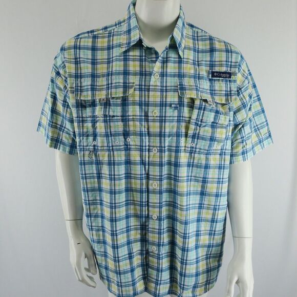 Columbia‎ PFG Short Sleeve Super Bahama Men's Fishing Vented Shirt Size L - Picture 1 of 10